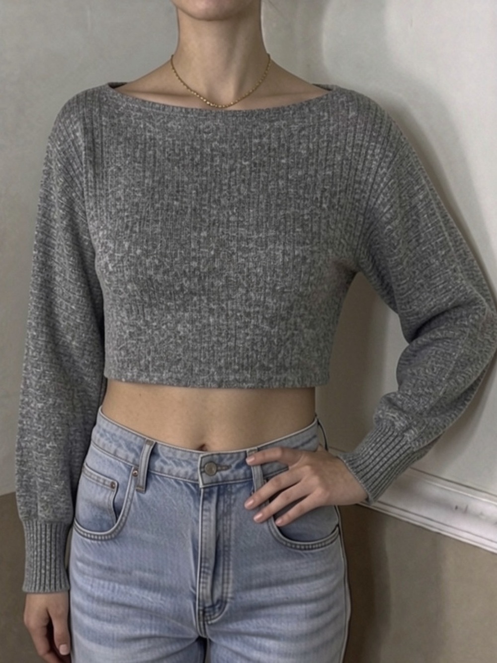 ❤️ 5 for $20! Fashion Nova Gray Ribbed Cropped Sweater